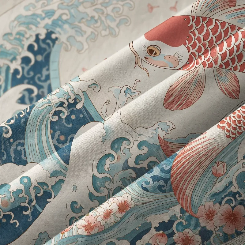 Tokyo-Tiger Koi With Sakura Waves Aloha Hawaiian Shirt