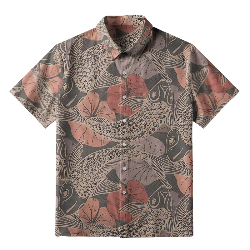 Tokyo-Tiger Swimming Koi Button-up Shirt