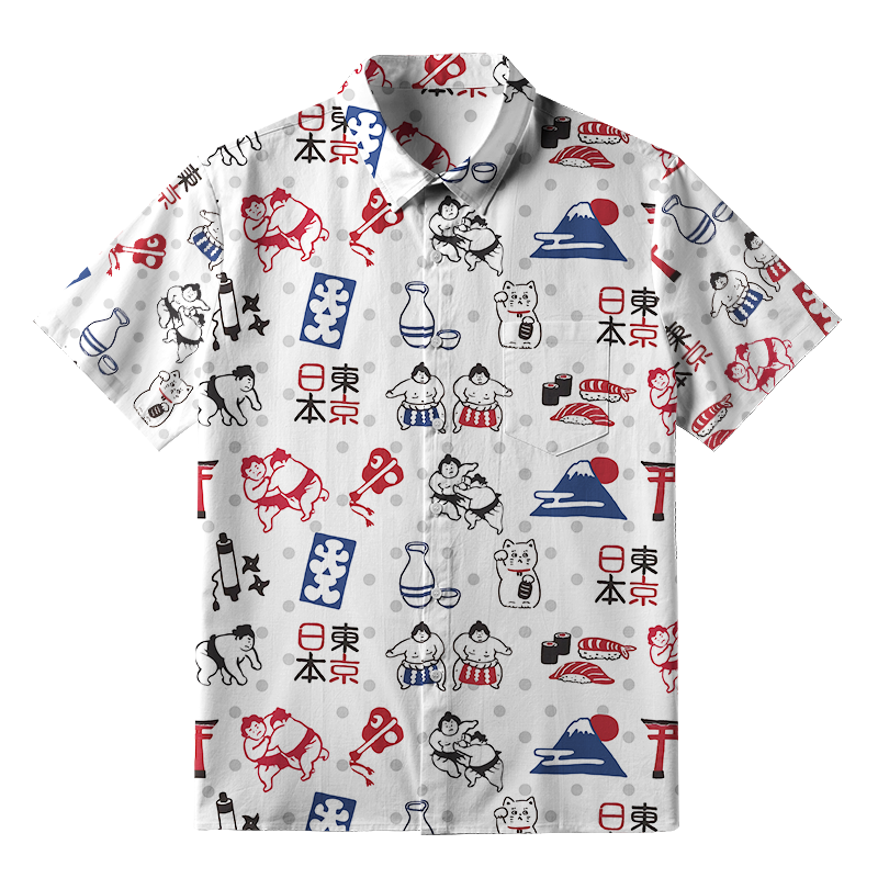 Tokyo-Tiger Japanese Elements Combination Button-up Shirt