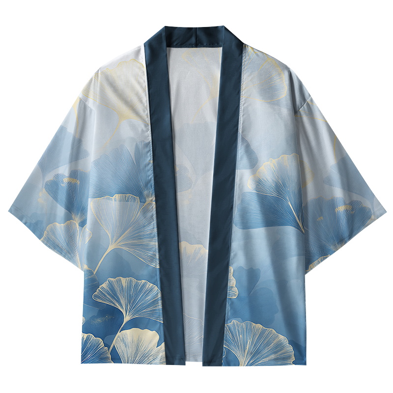 Tokyo-Tiger Falling Ginkgo Leaves Kimono Cardigan