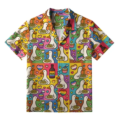 Tokyo-Tiger Pride japanese Goose Eat Spaghetti Aloha Hawaiian Shirt