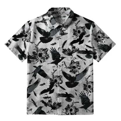 Tokyo-Tiger Crows Amongst Blossoms Button-up Shirt