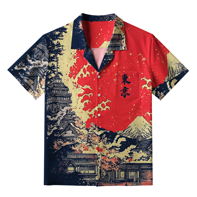 Tokyo-Tiger Traditional Japanese Scenery Aloha Hawaiian Shirt
