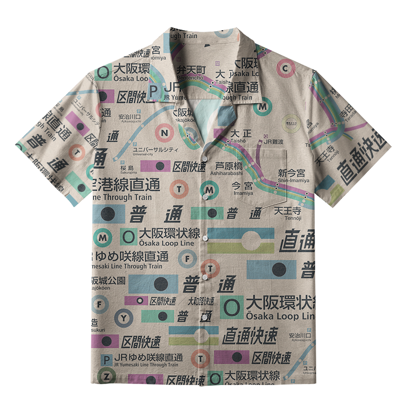 Tokyo-Tiger Japanese Train Routes Aloha Hawaiian Shirt
