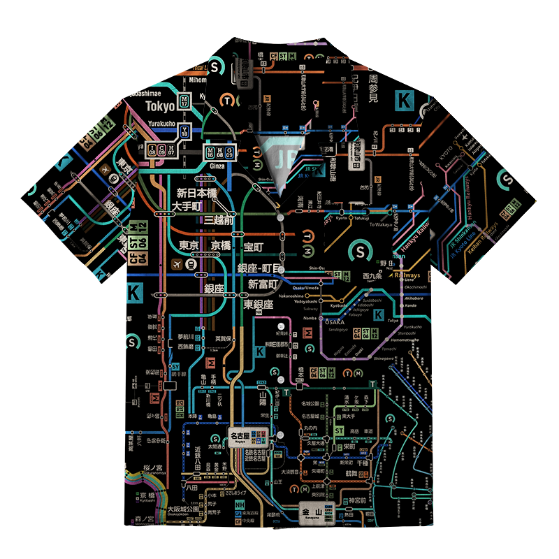 Tokyo-Tiger Tokyo Subway Map Black Aloha Hawaiian Shirt