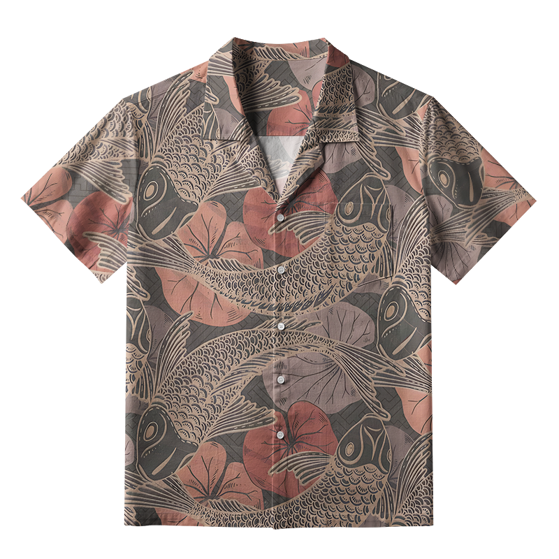 Tokyo-Tiger Swimming Koi Aloha Hawaiian Shirt