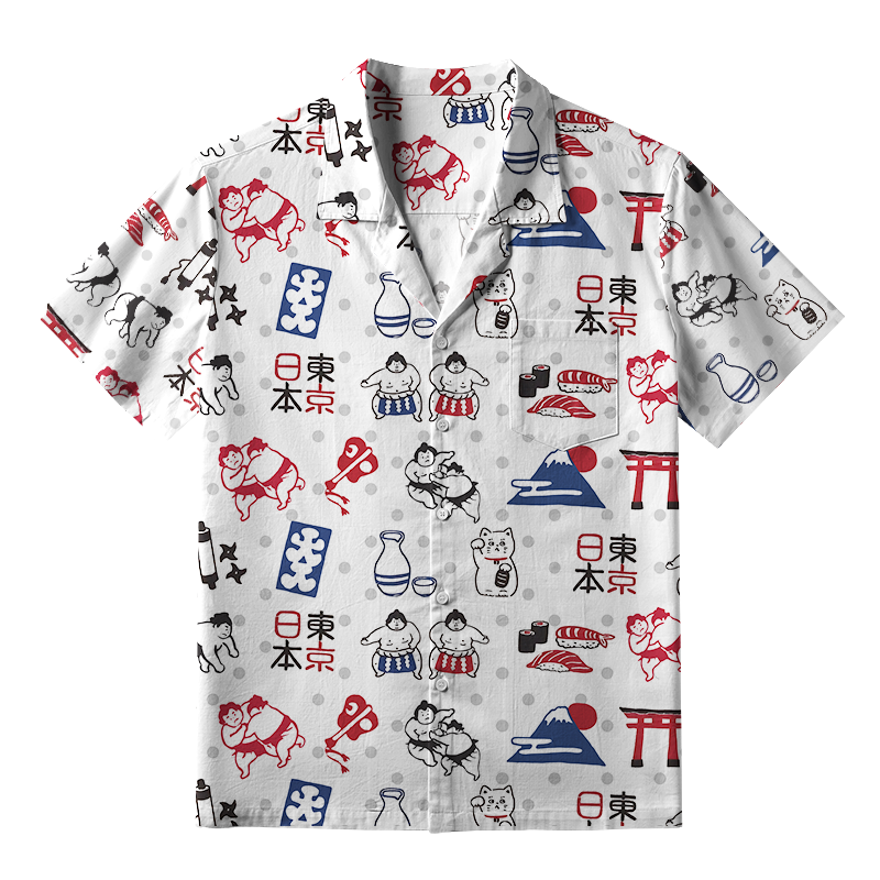 Tokyo-Tiger Japanese Elements Combination Aloha Hawaiian Shirt