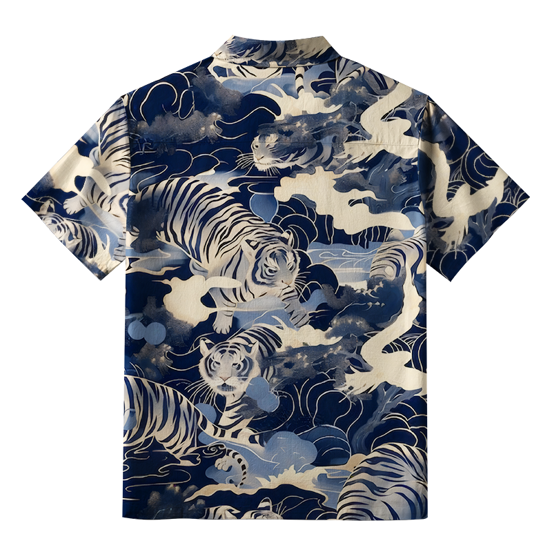 Tokyo-Tiger Tiger In The Waves Button-up Shirt
