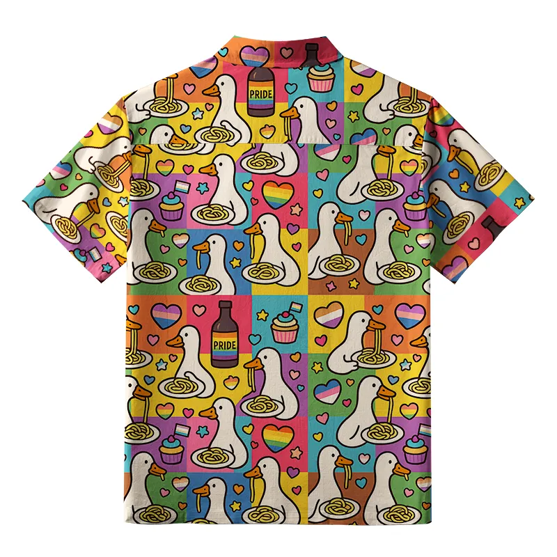 Tokyo-Tiger Pride japanese Goose Eat Spaghetti Aloha Hawaiian Shirt