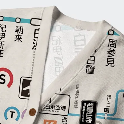 Tokyo-Tiger Tokyo Subway Map Ugly Cardigan Sweater