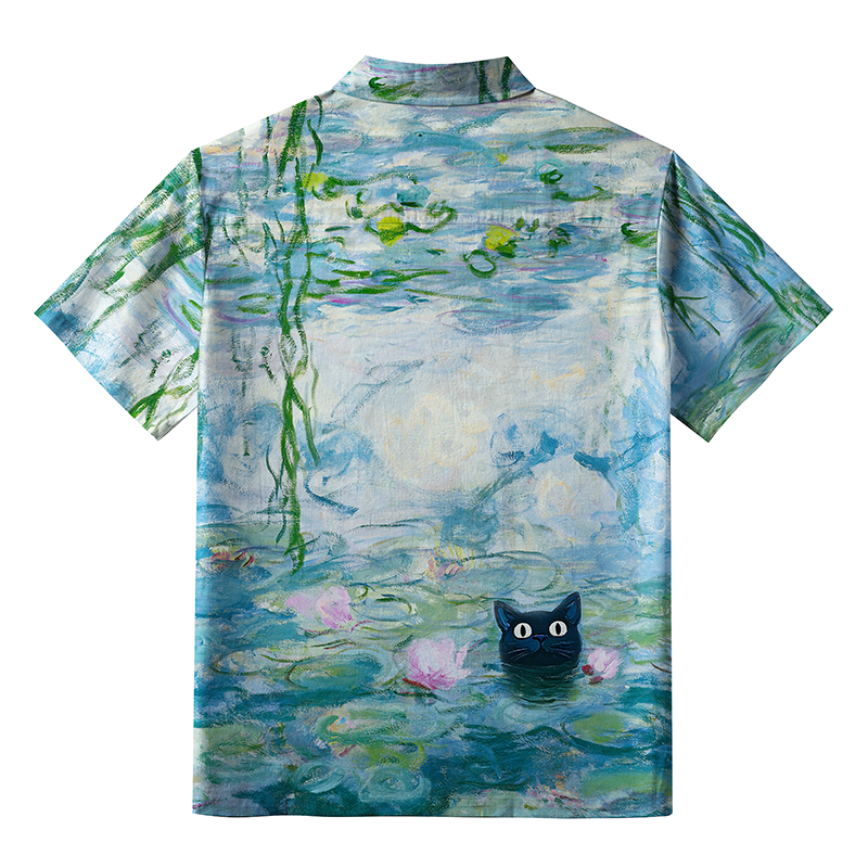 Tokyo-Tiger Black Cat In The Lotus Pond Aloha Hawaiian Shirt