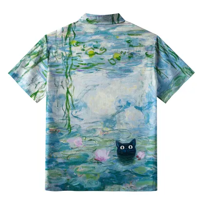 Tokyo-Tiger Black Cat In The Lotus Pond Aloha Hawaiian Shirt