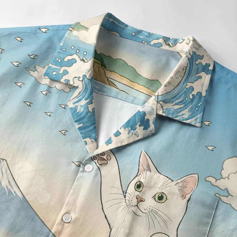 Tokyo-Tiger The Great Wave Off Giant Cat Aloha Hawaiian Shirt