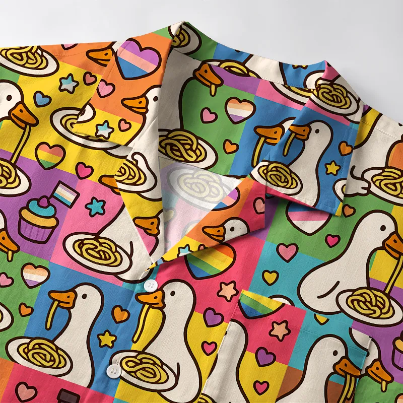 Tokyo-Tiger Pride japanese Goose Eat Spaghetti Aloha Hawaiian Shirt