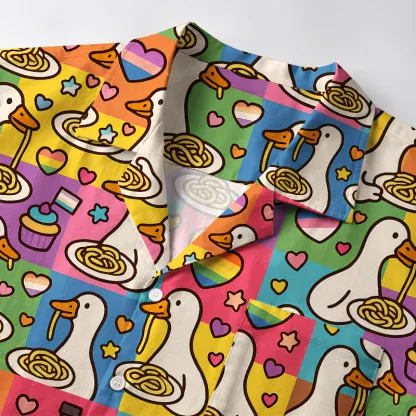 Tokyo-Tiger Pride japanese Goose Eat Spaghetti Aloha Hawaiian Shirt