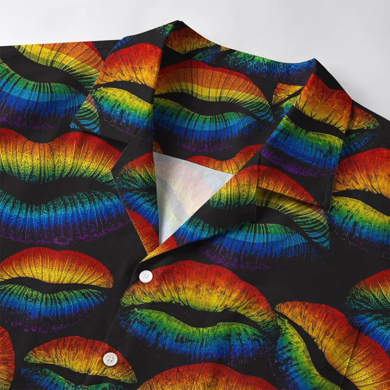 Tokyo-Tiger Rainbow Lip Print Aloha Hawaiian Shirt