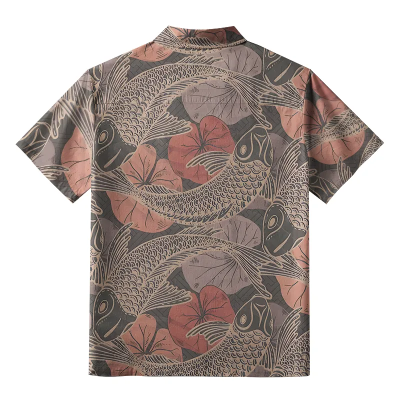 Tokyo-Tiger Swimming Koi Button-up Shirt
