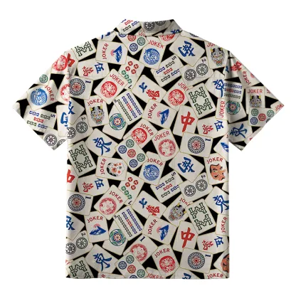 Tokyo-Tiger Mahjong Tiles Button-up Shirt
