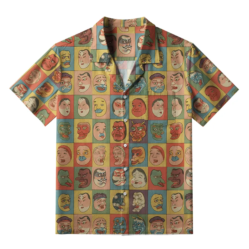 Tokyo-Tiger Vintage Japanese Masks Collection Aloha Hawaiian Shirt