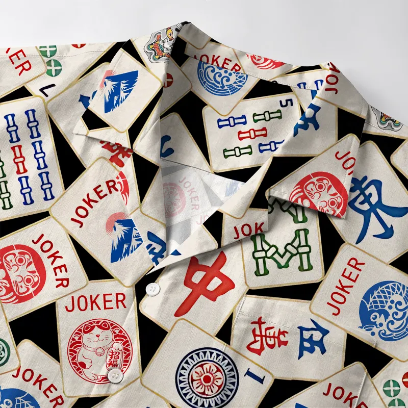 Tokyo-Tiger Mahjong Tiles Aloha Hawaiian Shirt
