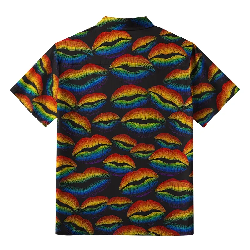 Tokyo-Tiger Rainbow Lip Print Aloha Hawaiian Shirt