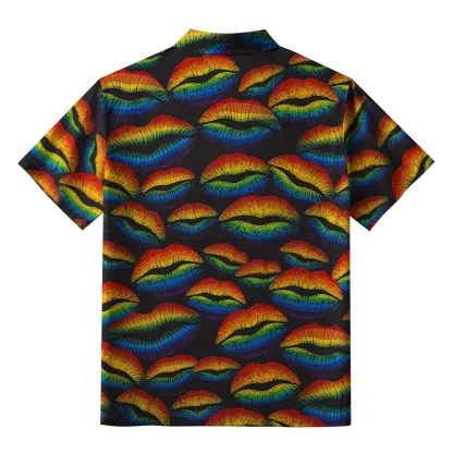 Tokyo-Tiger Rainbow Lip Print Aloha Hawaiian Shirt