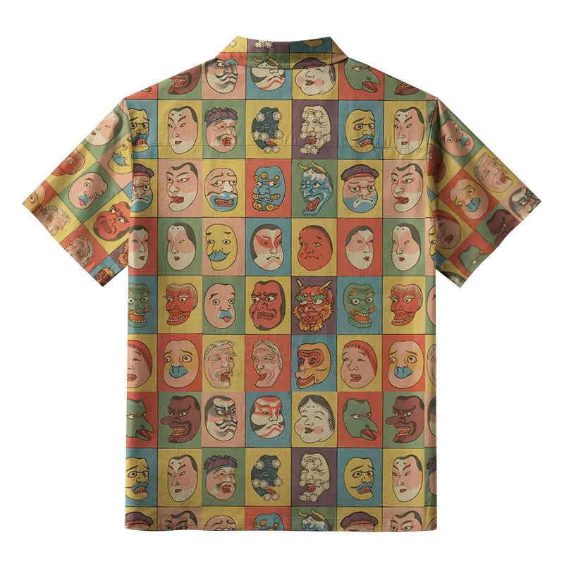 Tokyo-Tiger Vintage Japanese Masks Collection Aloha Hawaiian Shirt