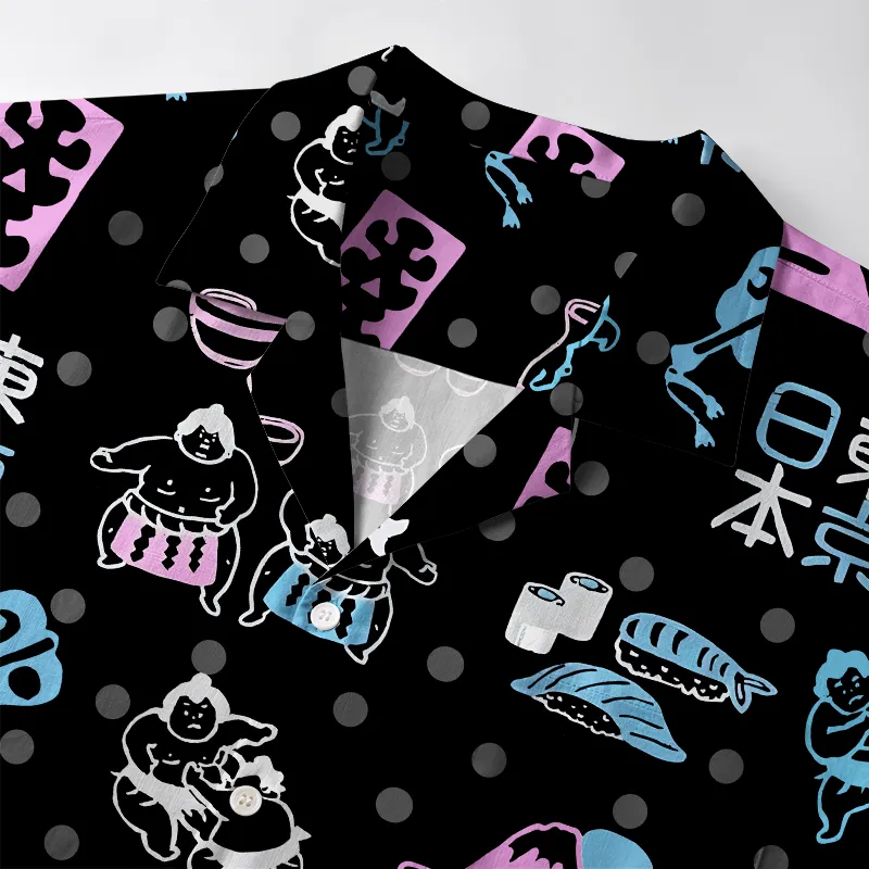 Tokyo-Tiger Japanese Element Combination Black Aloha Hawaiian Shirt