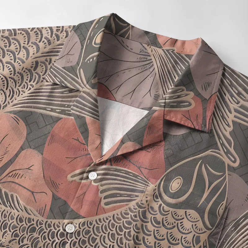 Tokyo-Tiger Swimming Koi Aloha Hawaiian Shirt