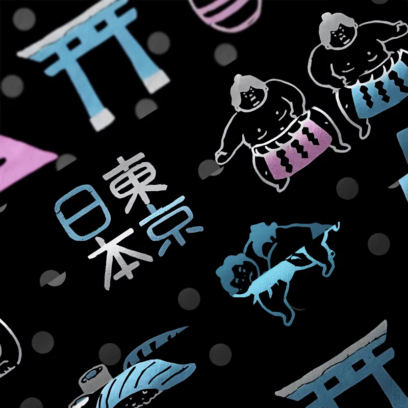 Tokyo-Tiger Japanese Elements Combination Black Button-up Shirt