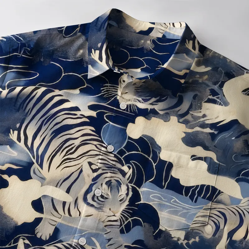 Tokyo-Tiger Tiger In The Waves Button-up Shirt