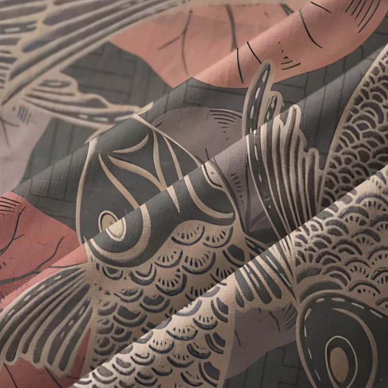 Tokyo-Tiger Swimming Koi Button-up Shirt