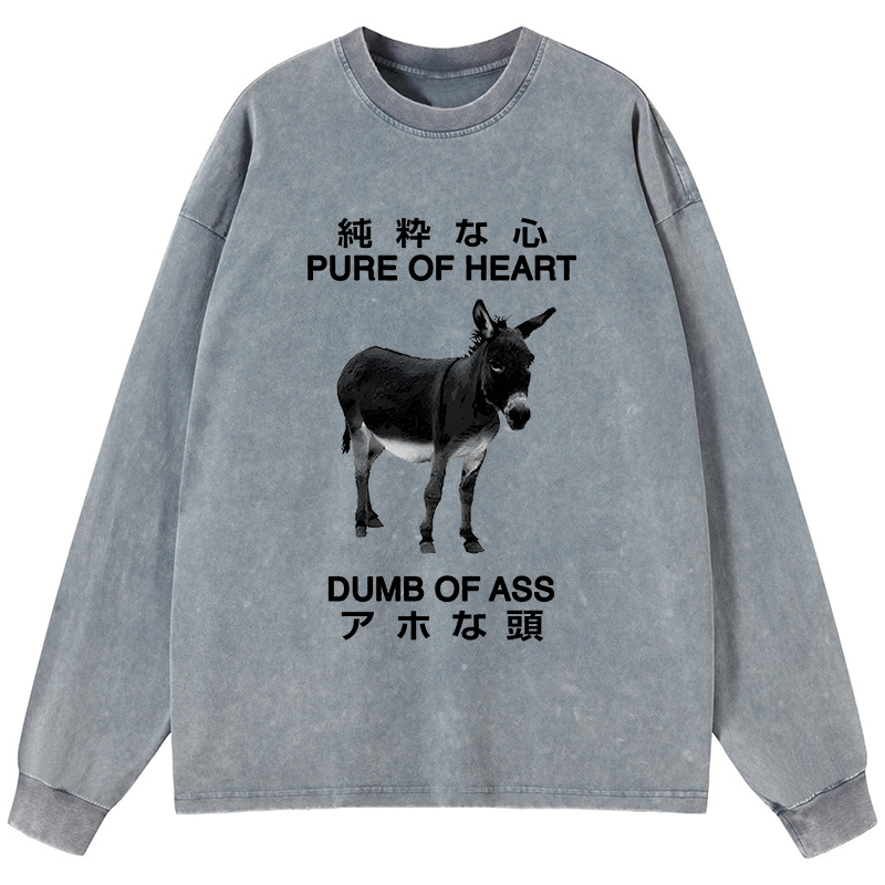 Tokyo-Tiger Pure Of Heart Dumb Of Ass Washed Long Sleeve T-Shirt
