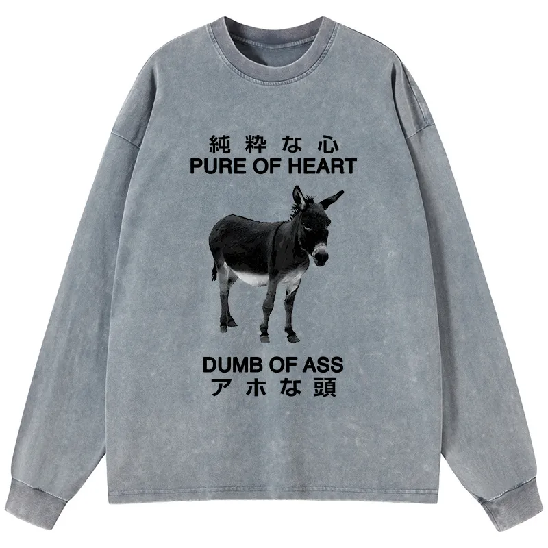 Tokyo-Tiger Pure Of Heart Dumb Of Ass Washed Long Sleeve T-Shirt