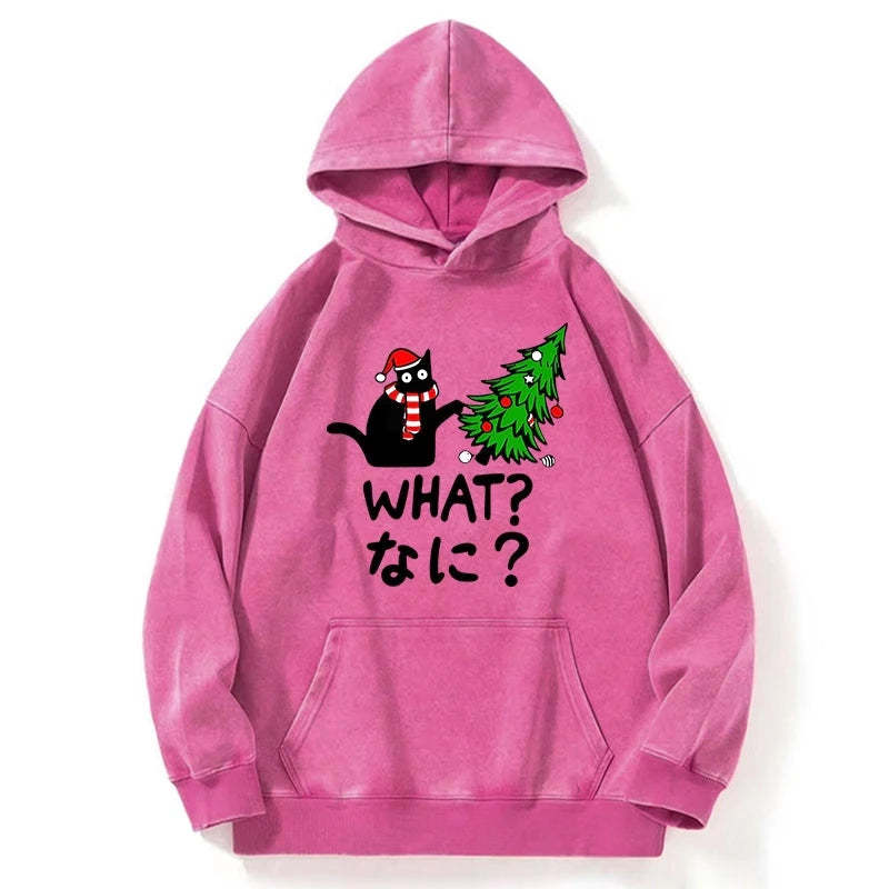 Tokyo-Tiger Naughty Cat Christmas Washed Hoodie