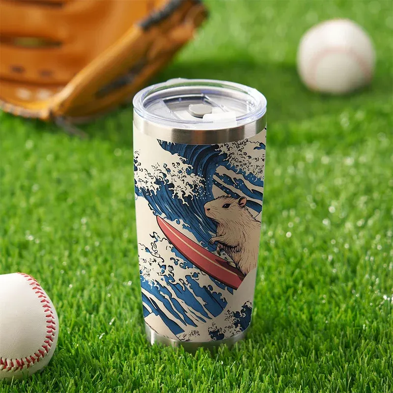 Tokyo-Tiger Capybara Surfing 20oz Tumbler