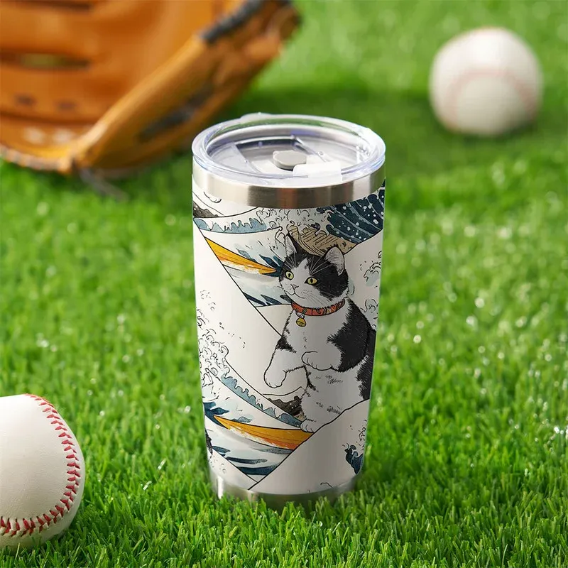 Tokyo-Tiger Funny Cat Surfing 20oz Tumbler