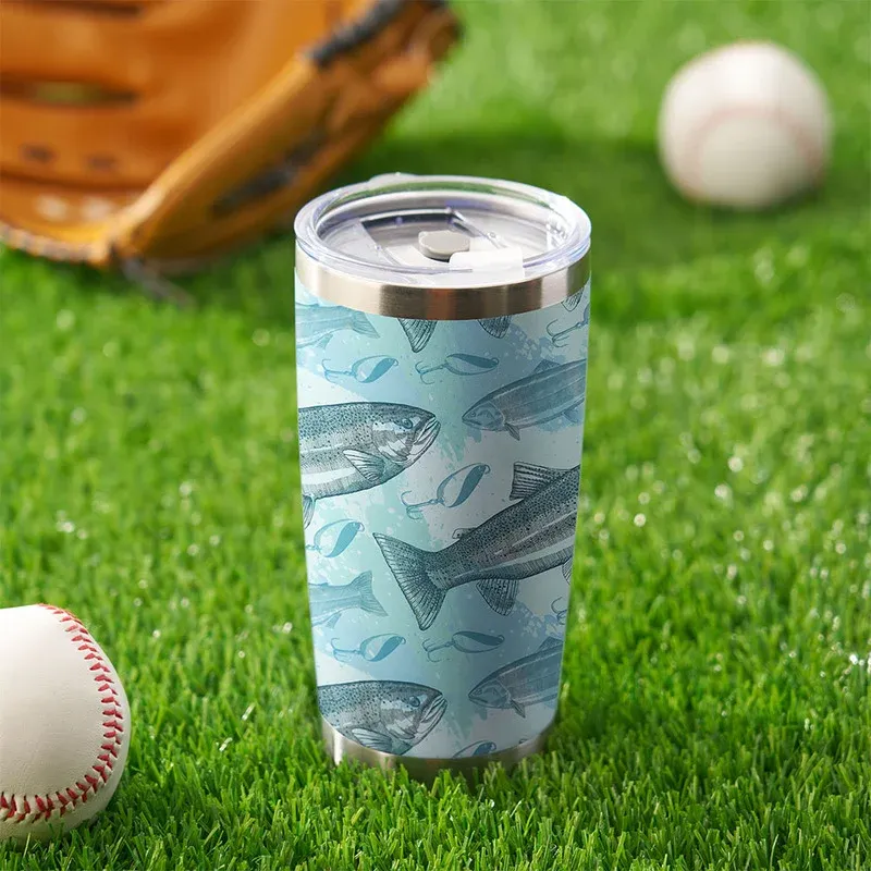 Tokyo-Tiger Swimming Fish And Fishhook 20oz Tumbler