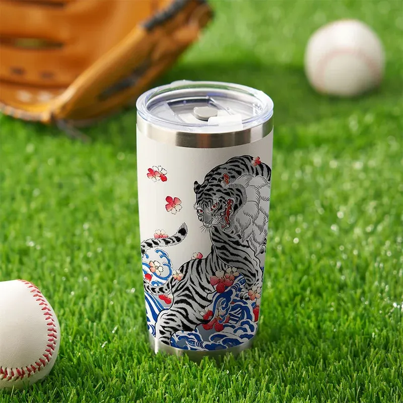 Tokyo-Tiger Fierce Tiger Amidst Sakura Wave 20oz Tumbler