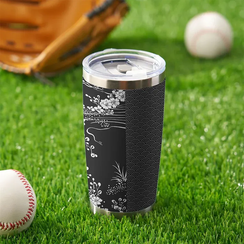 Tokyo-Tiger Flowing Waves And Sakura 20oz Tumbler