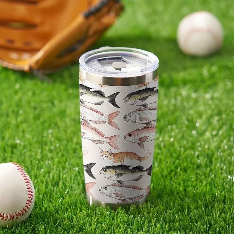 Tokyo-Tiger Funny Cat Riding On Fish 20oz Tumbler