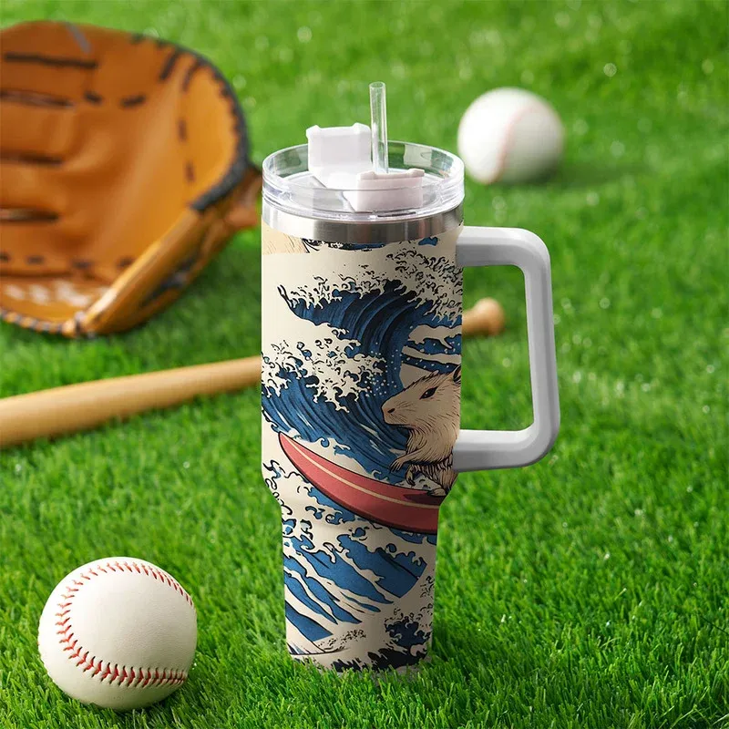 Tokyo-Tiger Funny Capybara Surfing 40oz Tumbler