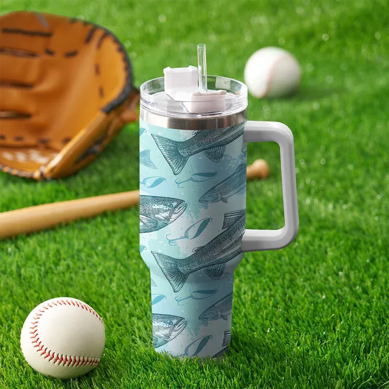 Tokyo-Tiger Swimming Fish And Fishhook 40oz Tumbler