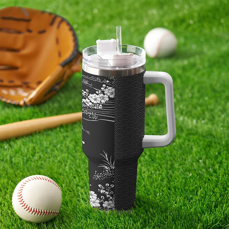 Tokyo-Tiger Flowing Waves And Sakura 40oz Tumbler