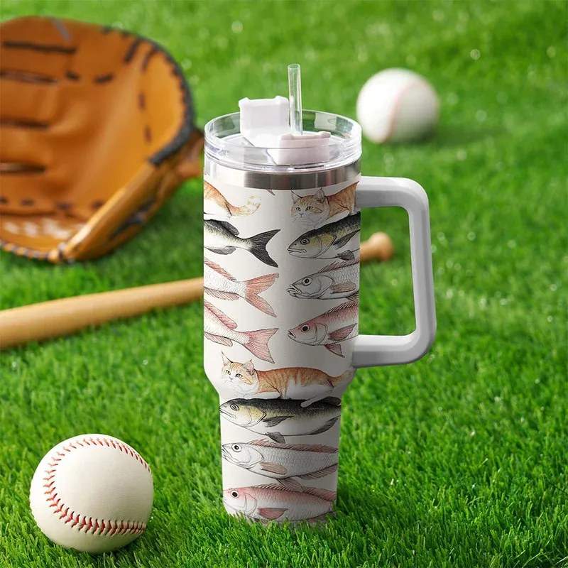 Tokyo-Tiger Funny Cat Riding On Fish 40oz Tumbler