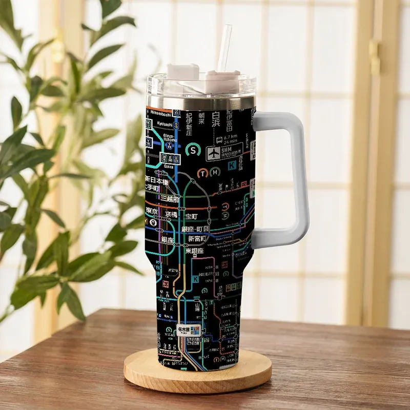 Tokyo-Tiger Tokyo Subway Map Black 40oz Tumbler