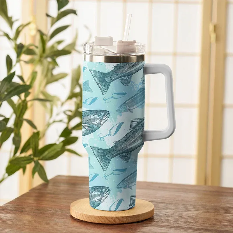 Tokyo-Tiger Swimming Fish And Fishhook 40oz Tumbler