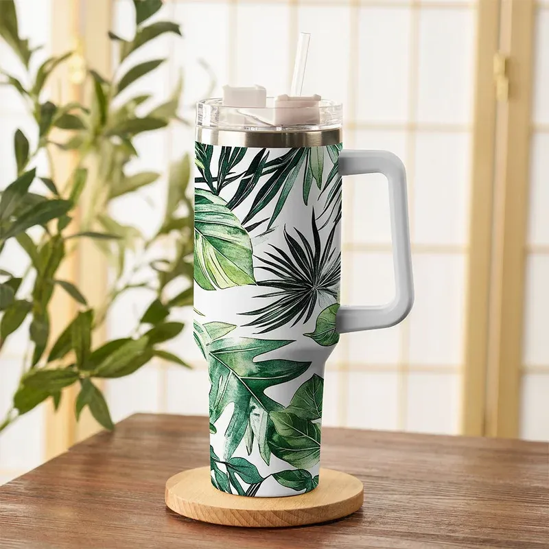 Tokyo-Tiger Tropical Leaf Dance 40oz Tumbler