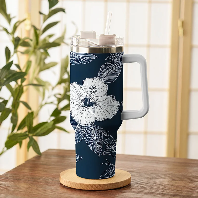 Tokyo-Tiger Floral Leaf Silhouette 40oz Tumbler