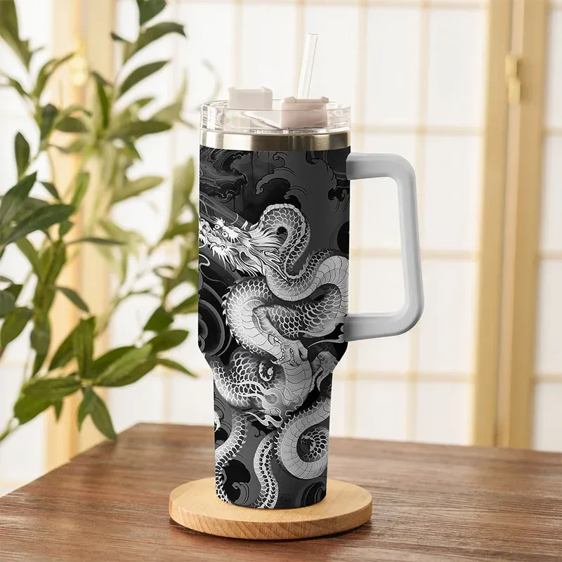 Tokyo-Tiger Majestic Dragon Entwined 40oz Tumbler